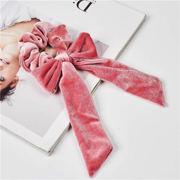 6-Pack Velvet Hair Scrunchies – Bowknot Elastics for Women and Girls - Picture 5 of 8